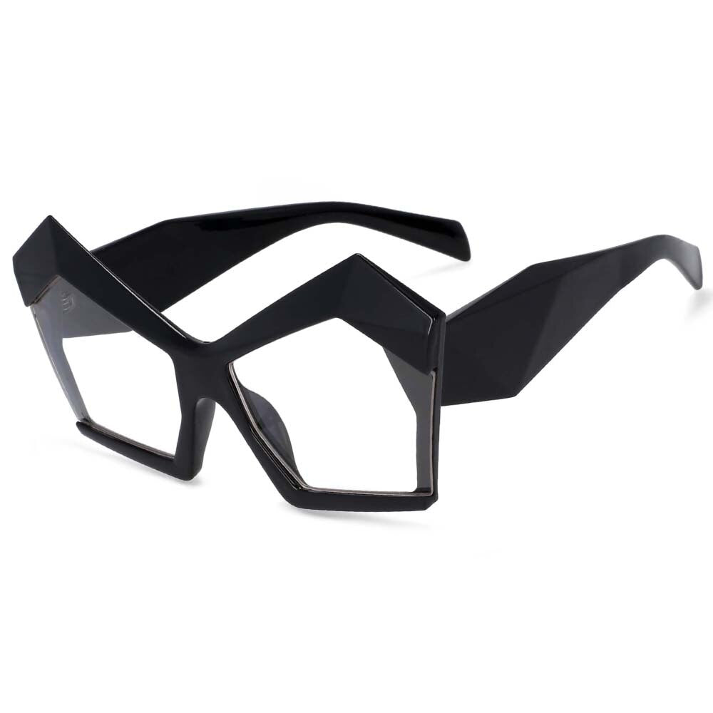 CCspace Women's Full Rim Oversized Polygonal Acetate Frame Eyeglasses 53877 Full Rim CCspace China black