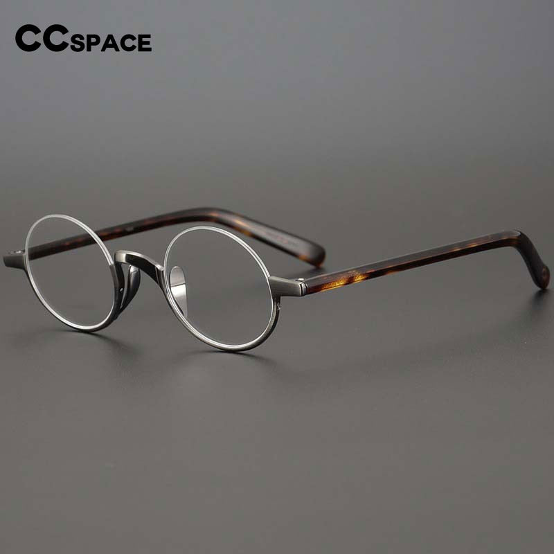 CCspace Unisex Semi Rim Round Acetate Titanium Eyeglasses 53703 Semi Rim CCspace