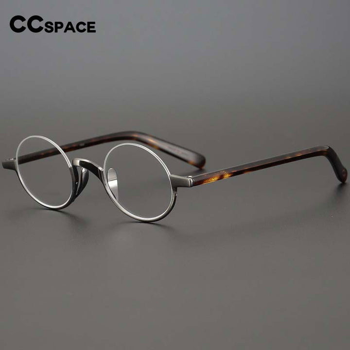 CCspace Unisex Semi Rim Round Acetate Titanium Eyeglasses 53703 Semi Rim CCspace