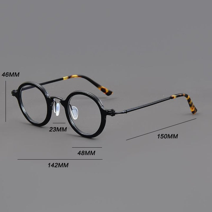 Gatenac Unisex Full Rim Small Irregular Round Acetate Eyeglasses Gxyj881 Full Rim Gatenac