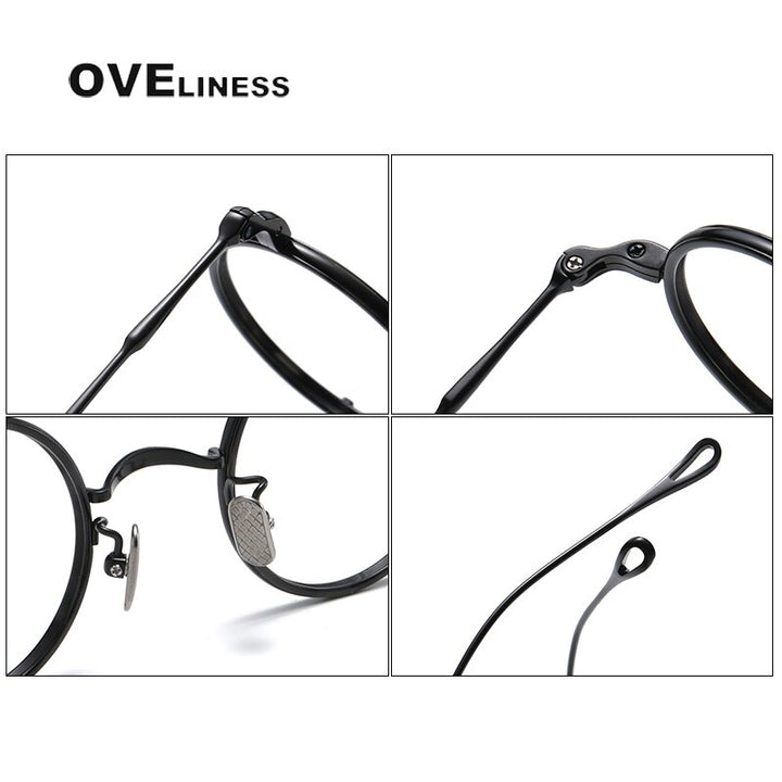 Oveliness Unisex Full Rim Round Titanium Eyeglasses V8 Full Rim Oveliness