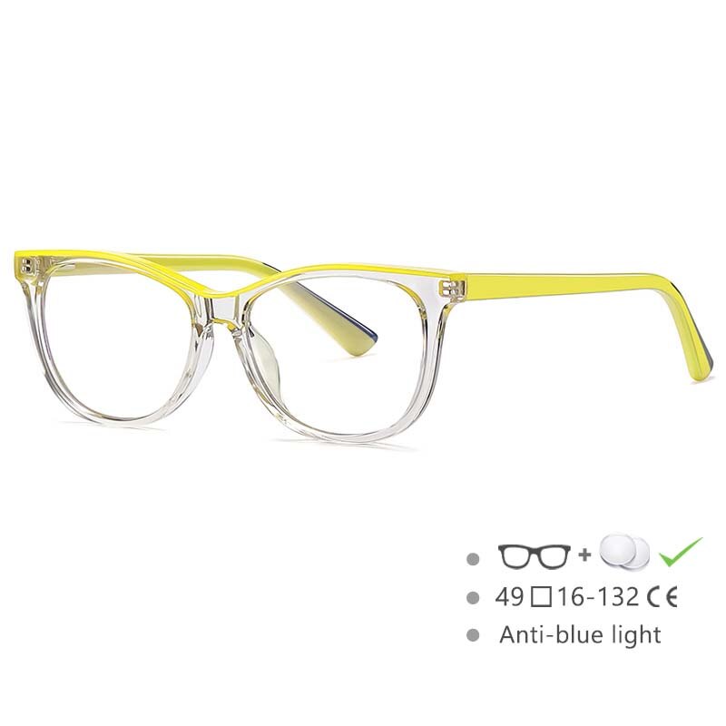 CCspace Youth's Unisex Full Rim Square Tr 90 Titanium Eyeglasses 54524 Full Rim CCspace China yellow-clear