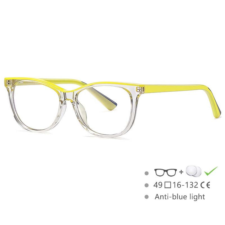 CCspace Youth's Unisex Full Rim Square Tr 90 Titanium Eyeglasses 54524 Full Rim CCspace China yellow-clear