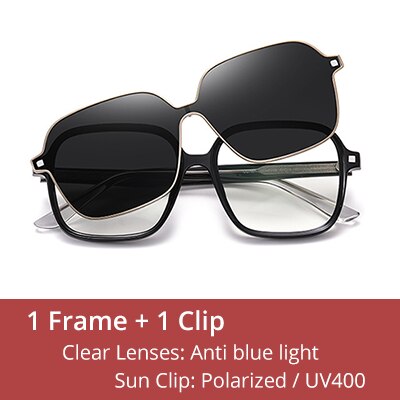 Ralferty Unisex Full Rim Square Acetate Eyeglasses With Polarized Clip On Sunglasses D7801 Clip On Sunglasses Ralferty C01 Black China As picture