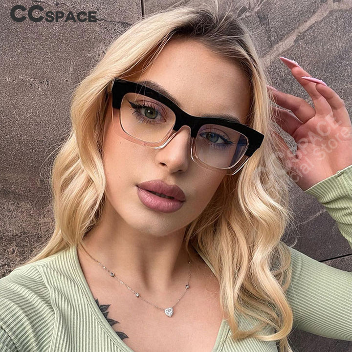 CCspace Women's Full Rim Cat Eye Tr 90 Titanium Frame Eyeglasses 49524 Full Rim CCspace