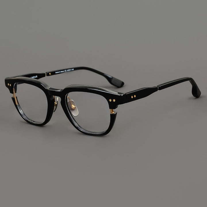 Muzz Unisex Full Rim Square Round Acetate Eyeglasses 702 Full Rim Muzz Black