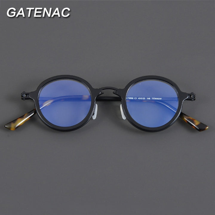 Gatenac Unisex Full Rim Small Irregular Round Acetate Eyeglasses Gxyj881 Full Rim Gatenac