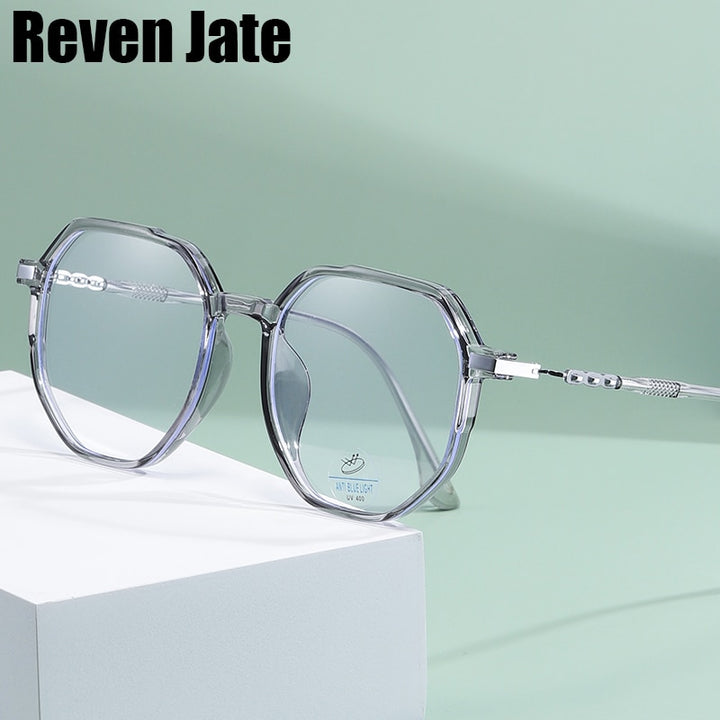 Reven Jate Unisex Full Rim Polygon Oval Tr 90 Eyeglasses 81240 Full Rim Reven Jate