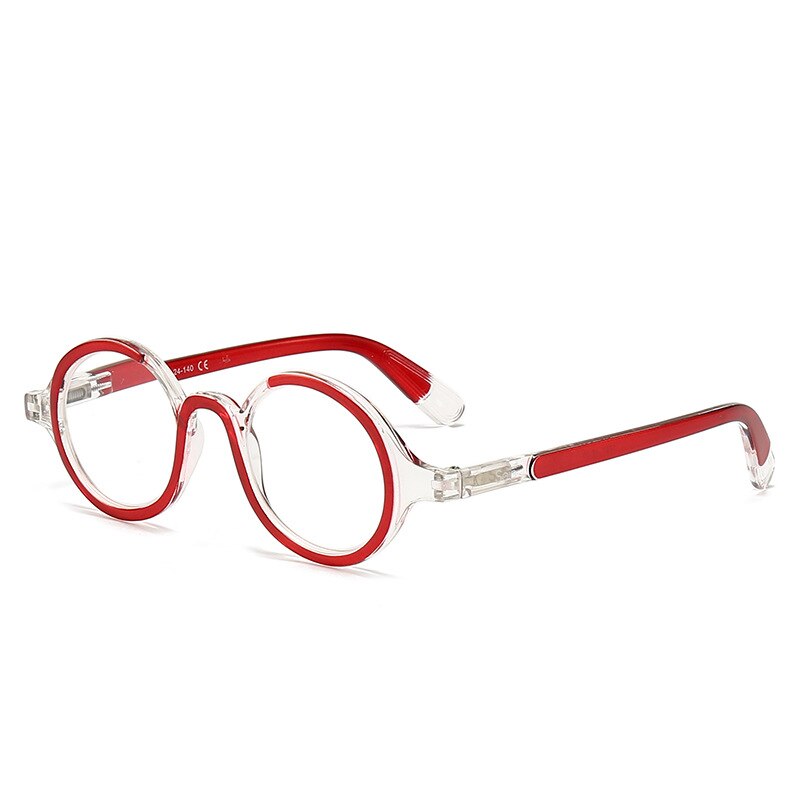 CCspace Women's Full Rim Round Acetate Hyperopic Reading Glasses 55299 Reading Glasses CCspace +100 Red