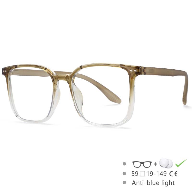 CCspace Unisex Full Rim Large Square Tr 90 Titanium Eyeglasses 53304 Full Rim CCspace Gradient tea China