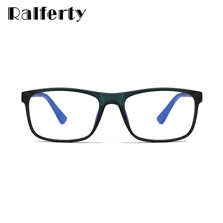 Ralferty Men's Full Rim Square Tr 90 Acetate Eyeglasses F95375 Full Rim Ralferty