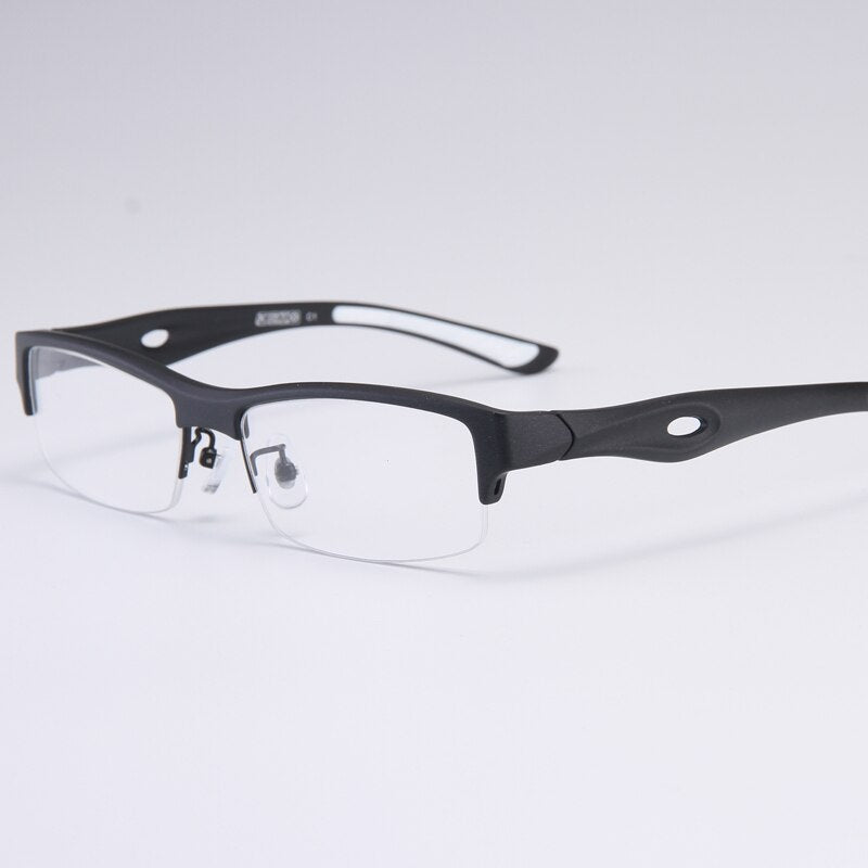 Bclear Men's Semi Rim Rectangle Tr 90 Sport Eyeglasses My1077 Semi Rim Bclear Black white
