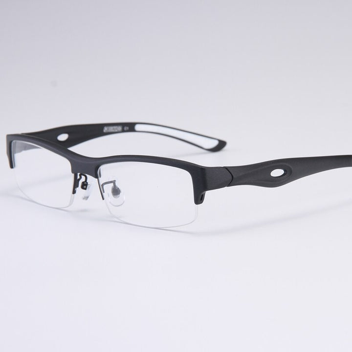 Bclear Men's Semi Rim Rectangle Tr 90 Sport Eyeglasses My1077 Semi Rim Bclear Black white