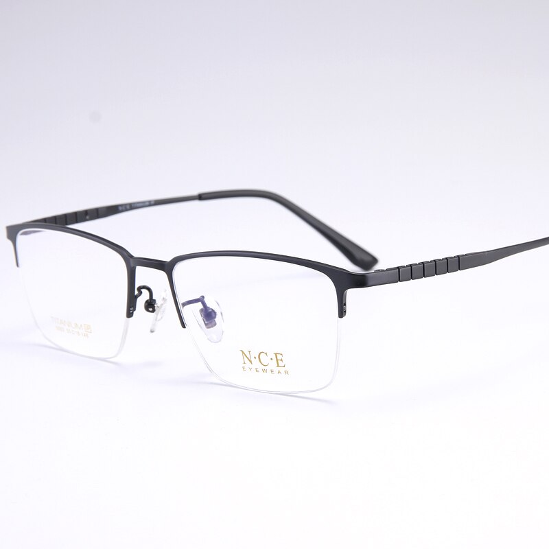 Bclear Men's Semi Rim Square Titanium Eyeglasses My5003 Semi Rim Bclear Black