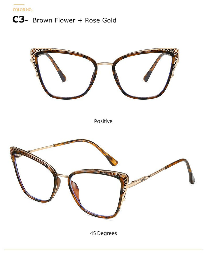 Chashma Women's Full Rim Cat Eye TR 90 Titanium Frame Eyeglasses 1525 Full Rim Chashma