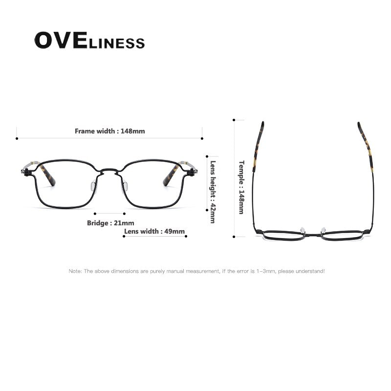 Oveliness Unisex Full Rim Square Titanium Eyeglasses 5898 Full Rim Oveliness
