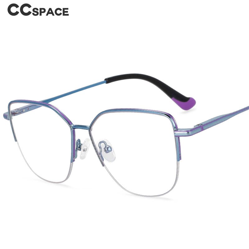 CCspace Unisex Semi Rim Square Alloy Frame Eyeglasses 54468 Semi Rim CCspace