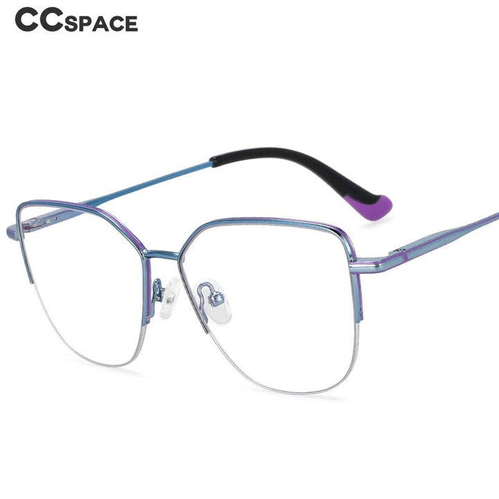 CCspace Unisex Semi Rim Square Alloy Frame Eyeglasses 54468 Semi Rim CCspace