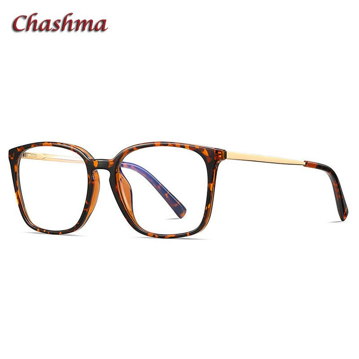 Chashma Ochki Unisex Full Rim Square Tr 90 Titanium Stainless Steel Eyeglasses 2079 Full Rim Chashma Ochki Leopard  