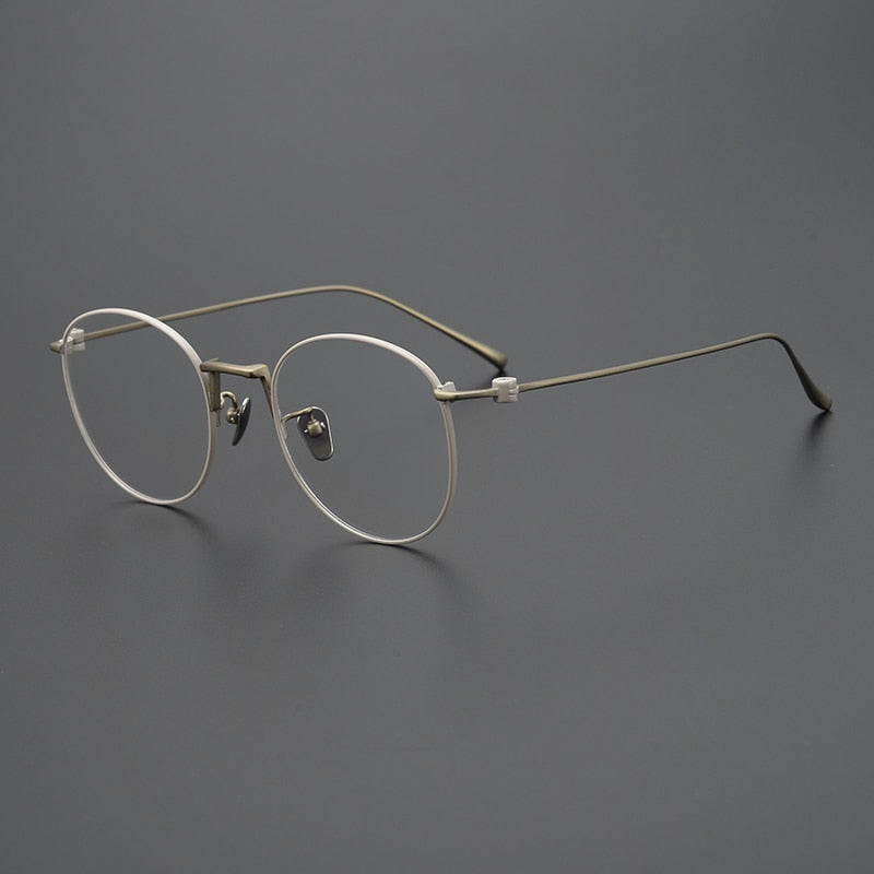 Gatenac Unisex Full Rim Round Square Titanium Eyeglasses Gxyj917 Full Rim Gatenac
