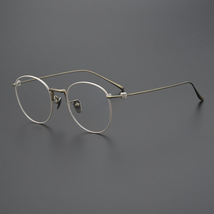 Gatenac Unisex Full Rim Round Square Titanium Eyeglasses Gxyj917 Full Rim Gatenac