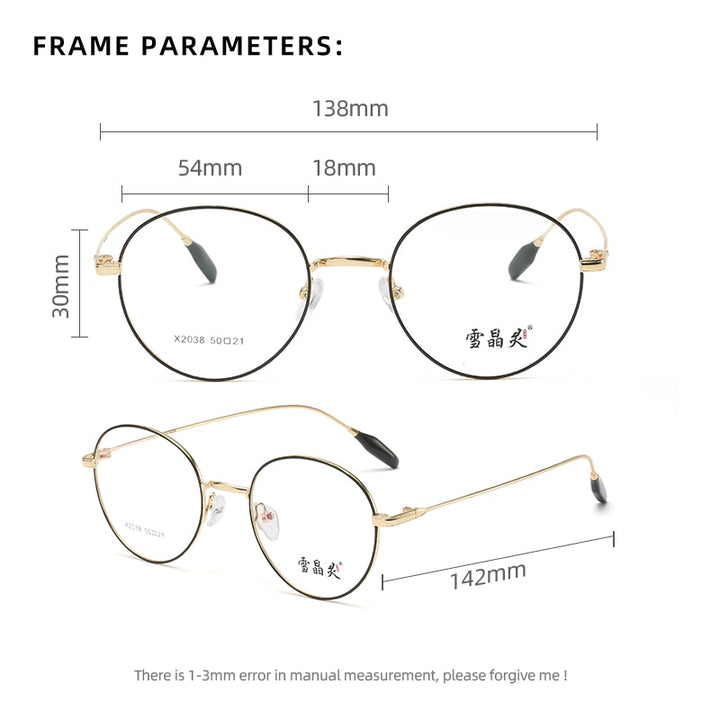 Reven Jate Unisex Full Rim Round Alloy Frame Eyeglasses X2038 Full Rim Reven Jate