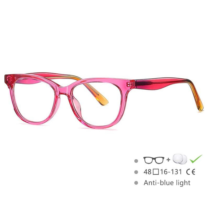 CCspace Youth's Unisex Full Rim Square Tr 90 Titanium Eyeglasses 54525 Full Rim CCspace China C5Red