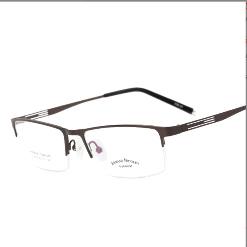 Handoer Unisex Semi Rim Rectangle Titanium Eyeglasses A1518 Semi Rim Handoer Auburn