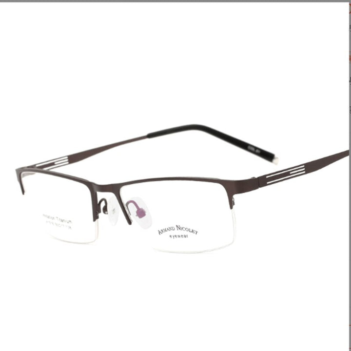 Handoer Unisex Semi Rim Rectangle Titanium Eyeglasses A1518 Semi Rim Handoer Auburn