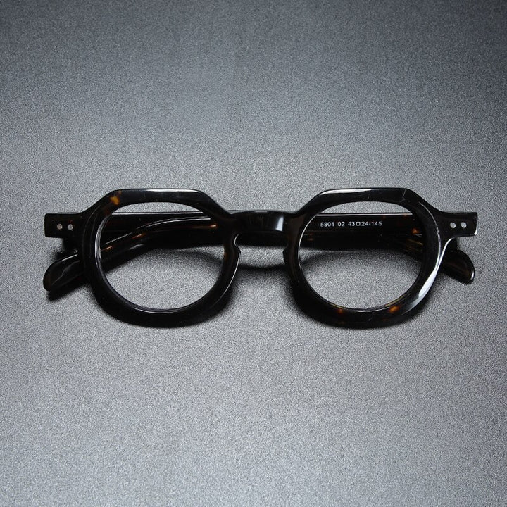 Gatenac Unisex Full Rim Round Square Acetate Eyeglasses Gxyj912 Full Rim Gatenac Tortoiseshell