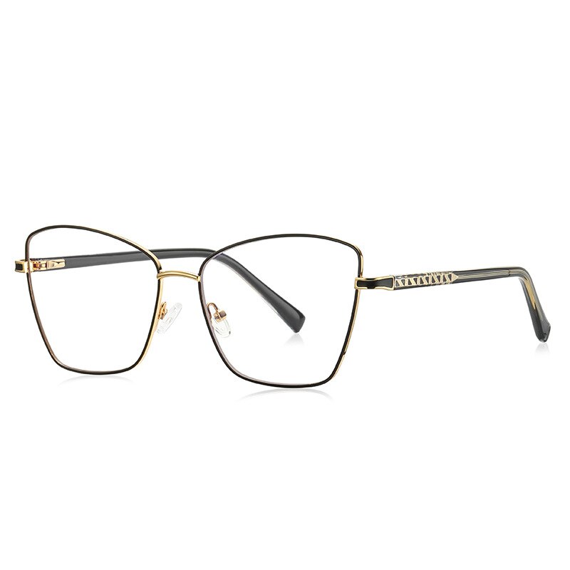 CCspace Unisex Full Rim Square Cat Eye Alloy Eyeglasses 55527 Full Rim CCspace China C1Black
