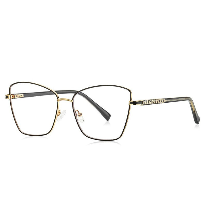 CCspace Unisex Full Rim Square Cat Eye Alloy Eyeglasses 55527 Full Rim CCspace China C1Black