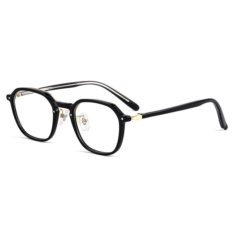 Yimaruili Unisex Full Rim Small Oval Acetate Alloy Eyeglasses KBT98C51 Full Rim Yimaruili Eyeglasses Black