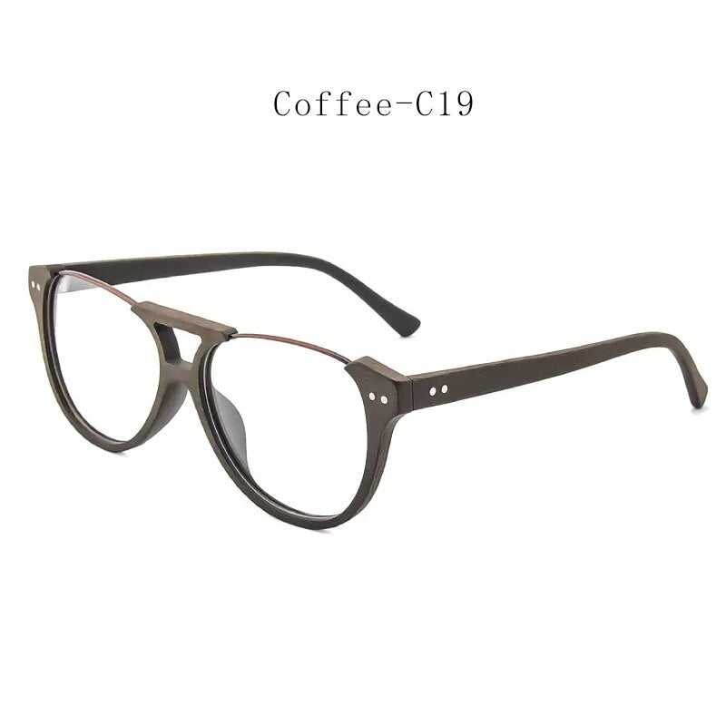Hdcrafter Unisex Full Rim Square Double Bridge Wood Alloy Eyeglasses Ft5356 Full Rim Hdcrafter Eyeglasses Coffee-C19