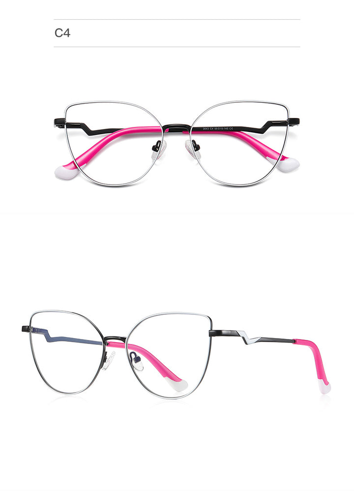 Hotony Unisex Full Rim Cat Eye Alloy Frame Eyeglasses 3043 Full Rim Hotony