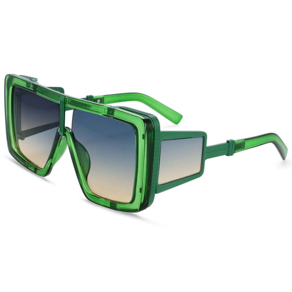 CCspace Women's Full Rim Oversized Square Resin Double Bridge Frame Sunglasses 54222 Sunglasses CCspace Sunglasses green