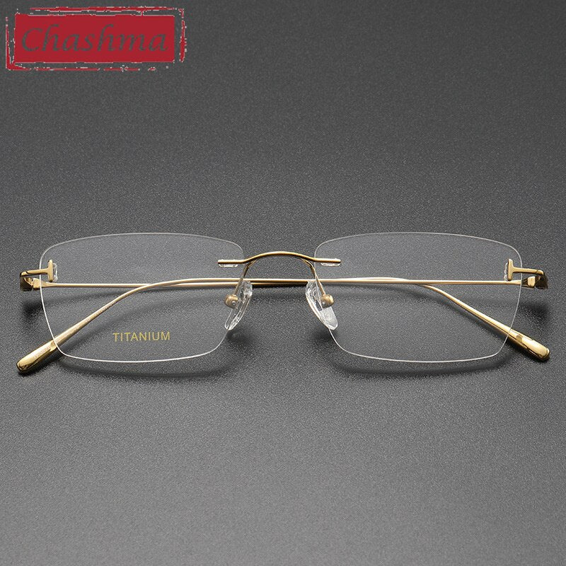 Chashma Ottica Unisex Rimless Square Titanium Eyeglasses 5678 Rimless Chashma Ottica