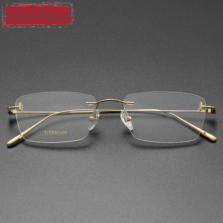 Chashma Ottica Unisex Rimless Square Titanium Eyeglasses 5678 Rimless Chashma Ottica