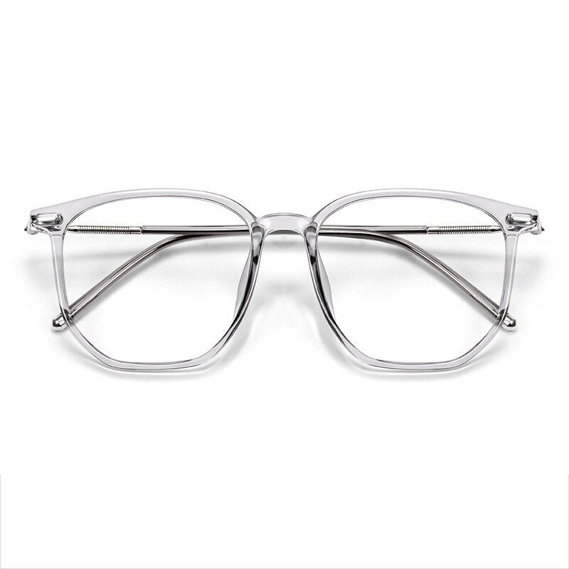 CCspace Unisex Full Rim Large Square Acetate Alloy Reading Glasses 55433 Reading Glasses CCspace China 0 Grey
