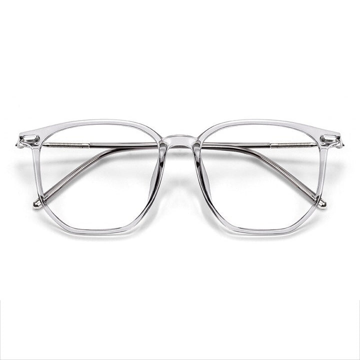 CCspace Unisex Full Rim Large Square Acetate Alloy Reading Glasses 55433 Reading Glasses CCspace China 0 Grey