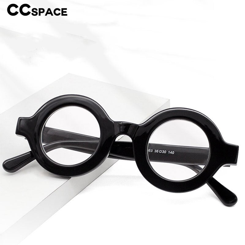 CCspace Unisex Full Rim Round Acetate Eyeglasses 55513 Full Rim CCspace