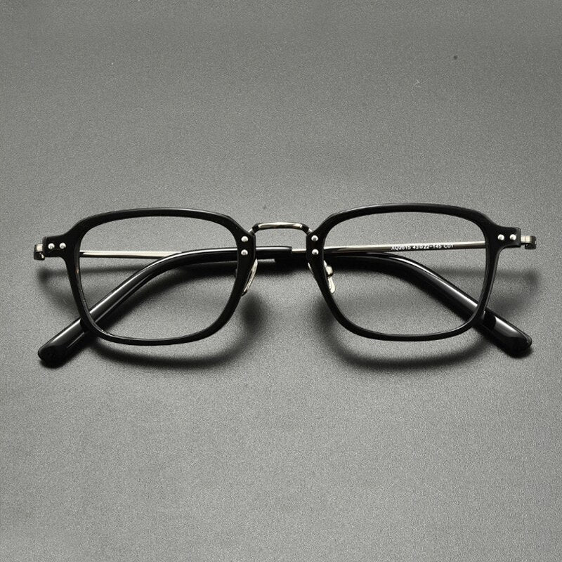 Gatenac Unisex Full Rim Square Titanium Acetate Eyeglasses Gxyj859 Full Rim Gatenac