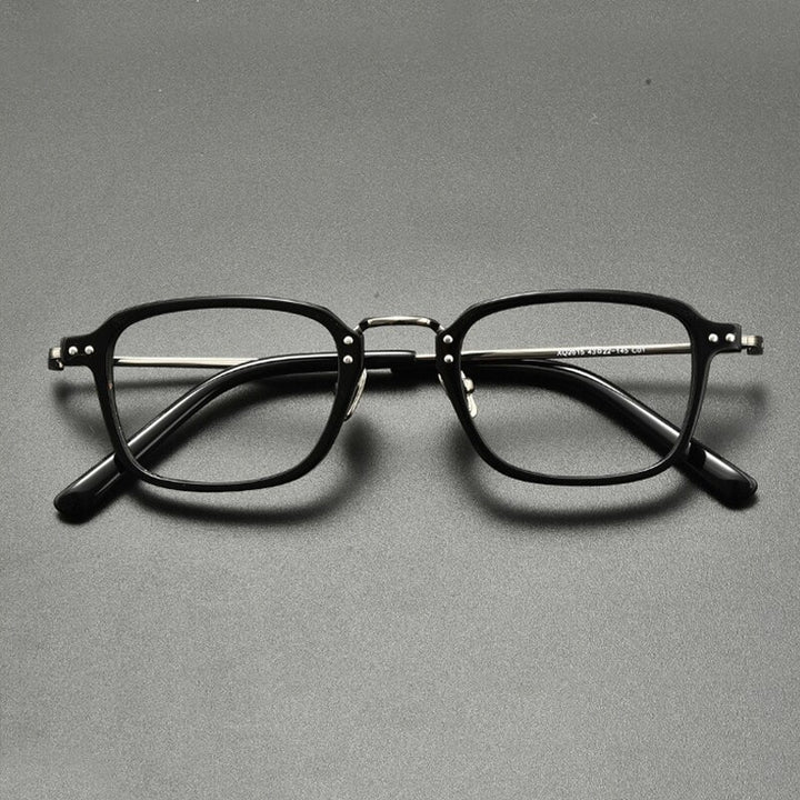 Gatenac Unisex Full Rim Square Titanium Acetate Eyeglasses Gxyj859 Full Rim Gatenac