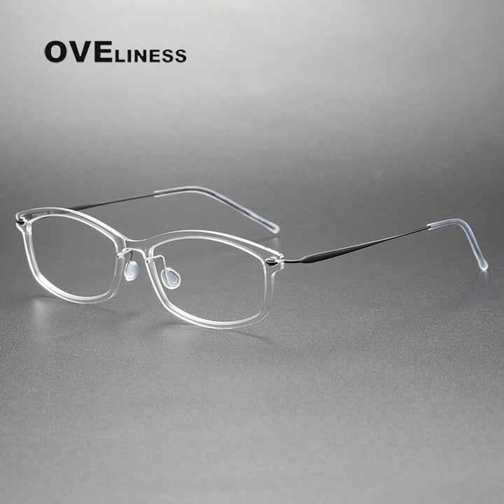 Oveliness Unisex Full Rim Square Screwless Acetate Titanium Eyeglasses 6512 Full Rim Oveliness transparent