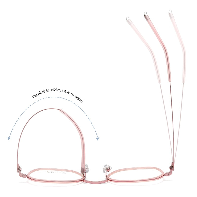 Reven Jate Unisex Full Rim Round Square Acetate Titanium Frame Eyeglasses R2322 Full Rim Reven Jate