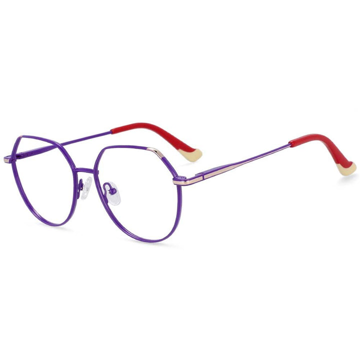 CCspace Unisex Full Rim Polygonal Round Alloy Frame Eyeglasses 54316 Full Rim CCspace China Purple