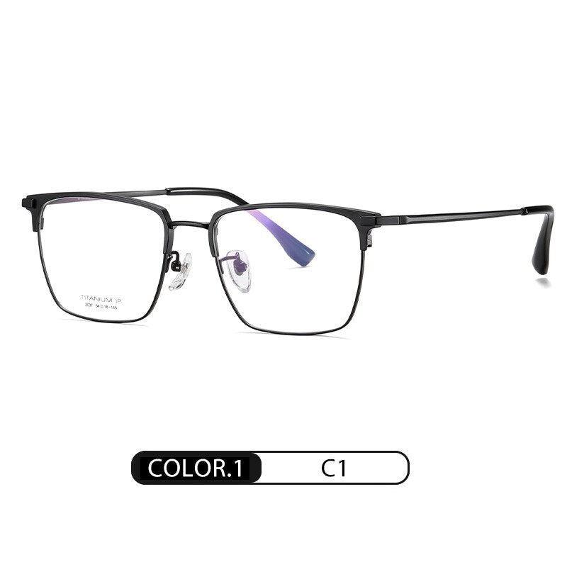 Hotochki Men's Full Rim Square Titanium Frame Eyeglasses Yj2037 Full Rim Hotochki C1