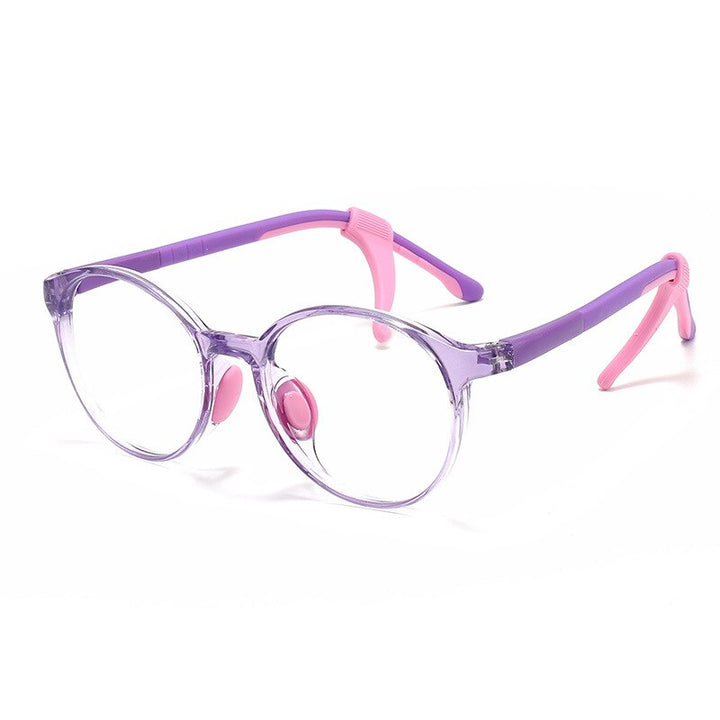 CCspace Unisex Youth Full Rim Round Tr 90 Silicone Eyeglasses 54678 Full Rim CCspace Purple China