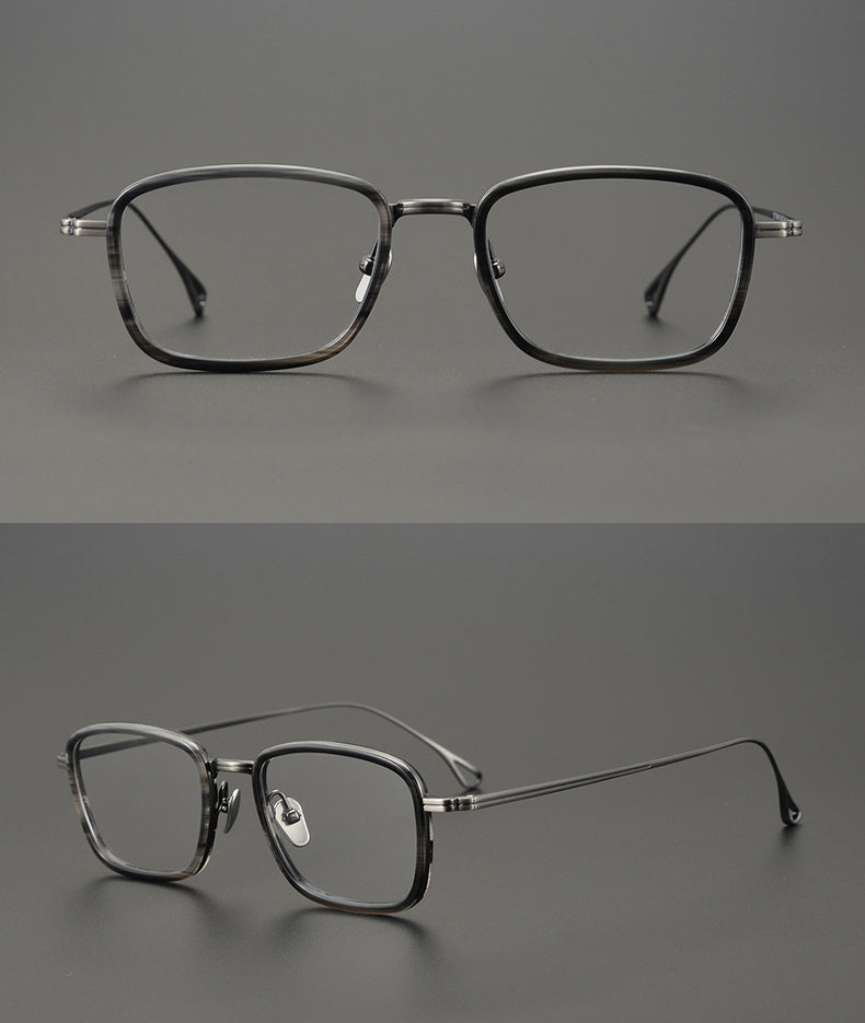 Gatenac Unisex Full Rim Square Titanium Acetate Frame Eyeglasses Gxyj785 Full Rim Gatenac