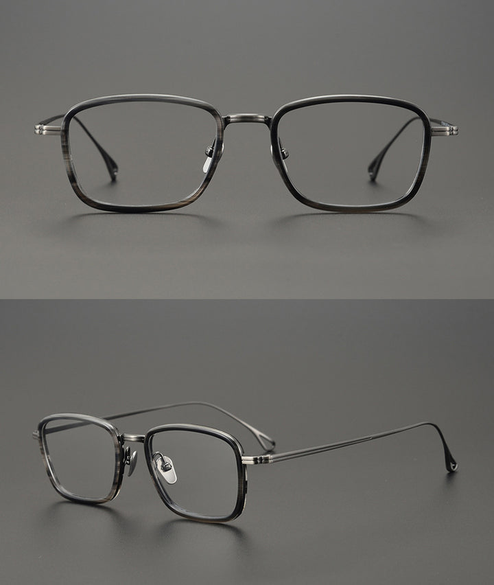 Gatenac Unisex Full Rim Square Titanium Acetate Frame Eyeglasses Gxyj785 Full Rim Gatenac